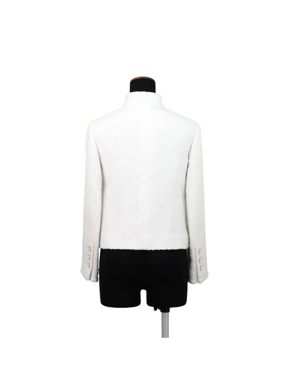 Chanel Jacket CC Logo Tweed Outer White 34